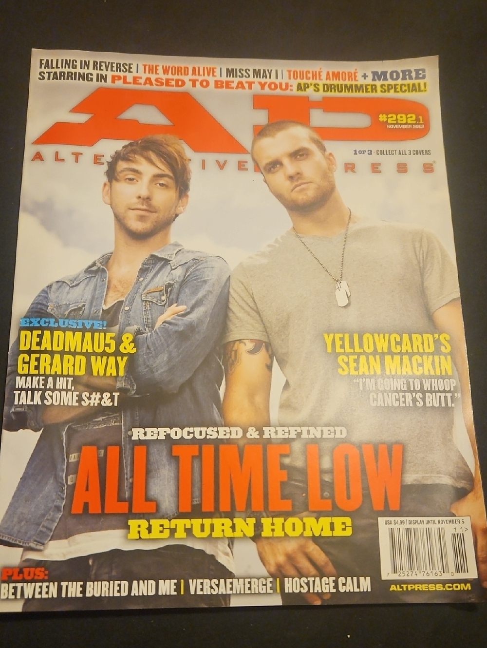 Alternative Press All Time Low Cover #292 November 2012